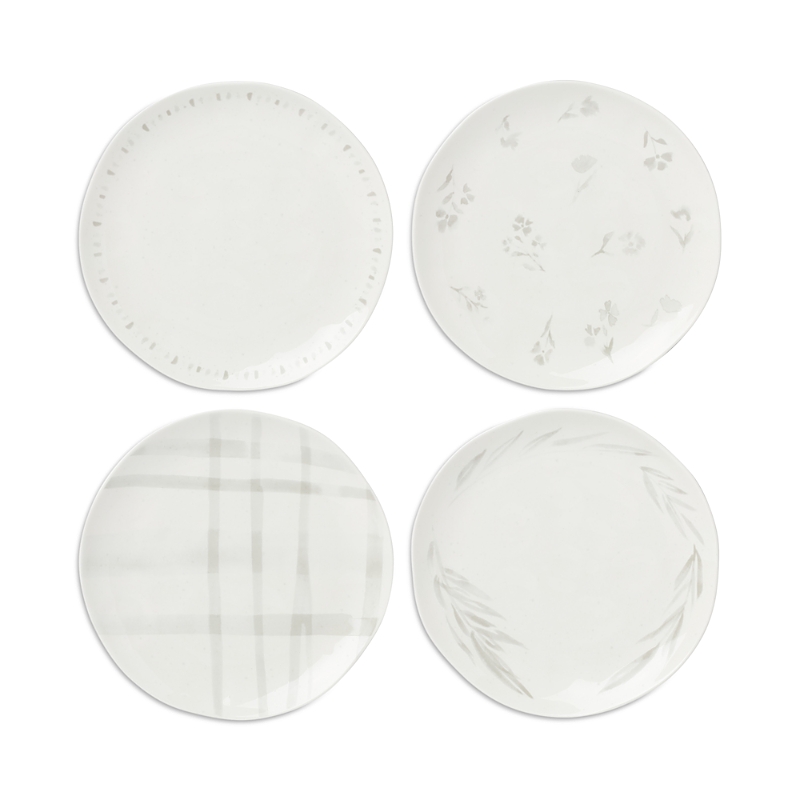 Lenox Oyster Bay Whiteware 4 Piece Tidbit Plate Set, Service For 4 In White