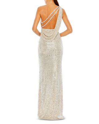 Sequined One Shoulder Column Gown