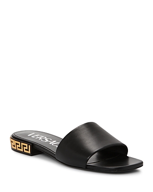 Versace Women's Greca Leather Slide Sandals