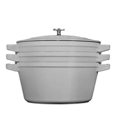 4 Pc Stackable Enameled Cast Iron Set