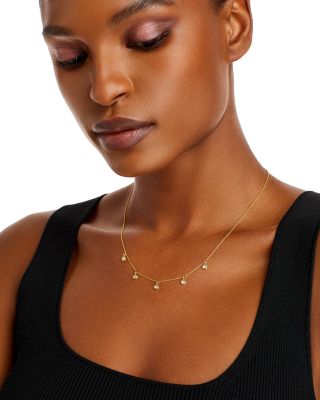 18K Yellow Gold Diamonds By The Inch Dangling Droplet Necklace, 18"