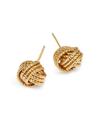 14K Yellow Gold Twisted Love Knot Earrings 