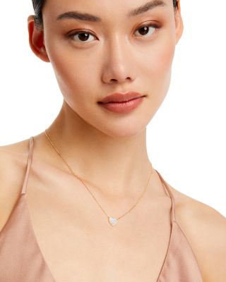 14K Yellow Gold Kate Mother of Pearl & Diamond Heart Pendant Necklace, 18"