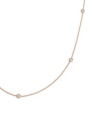 Diamond Station Necklace in 14K Yellow Gold, 0.50 tcw&nbsp;- Exclusive