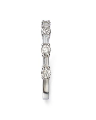 Diamond Baguette & Round Band in 14K White Gold, 0.50 tcw  