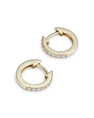 Diamond Mini Hoop Earrings in 14K Yellow Gold, 0.15 tcw 