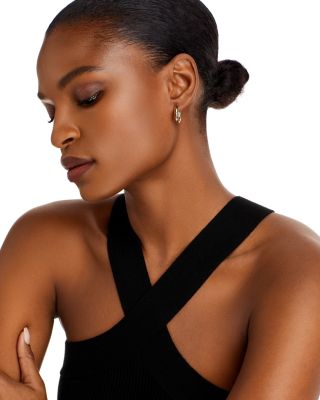 18K Yellow Gold Oval Hoop Earrings