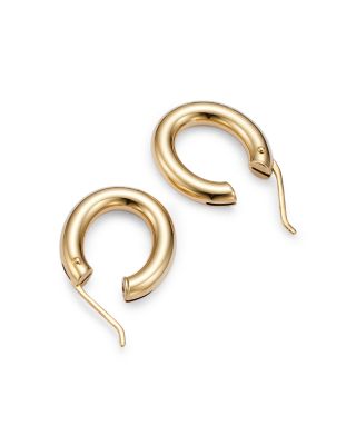 18K Yellow Gold Oval Hoop Earrings