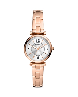 Fossil Carlie Watch, 28mm In Silver/rose Gold
