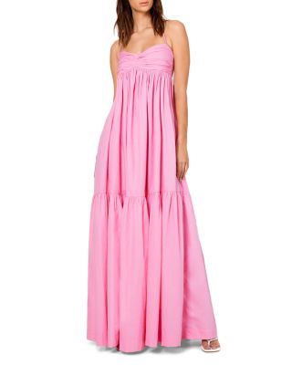 S/W/F - Cotton Sweetheart Neckline Tiered Maxi Dress