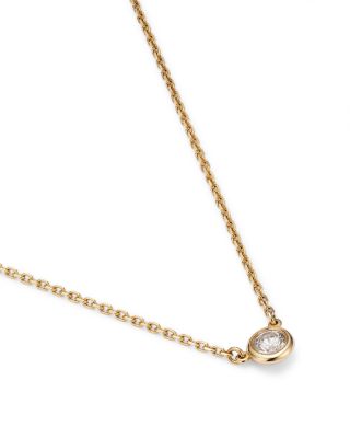 Diamond Bezel Set Pendant Necklace in 14K Yellow Gold, .15 tcw  