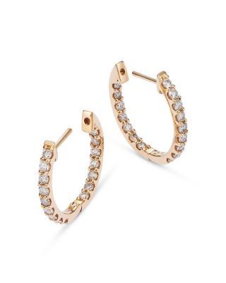 Diamond Inside-Out Oval Hoop Earrings in 14K Yellow Gold, 1.0 tcw 