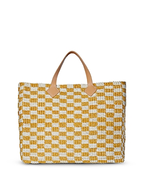 Poolside Tropical Woven Check Tote