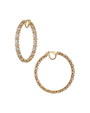 Nadri Freya Deco Cubic Zirconia & Pave Bead Large Hoop Earrings In 18k Gold Plated