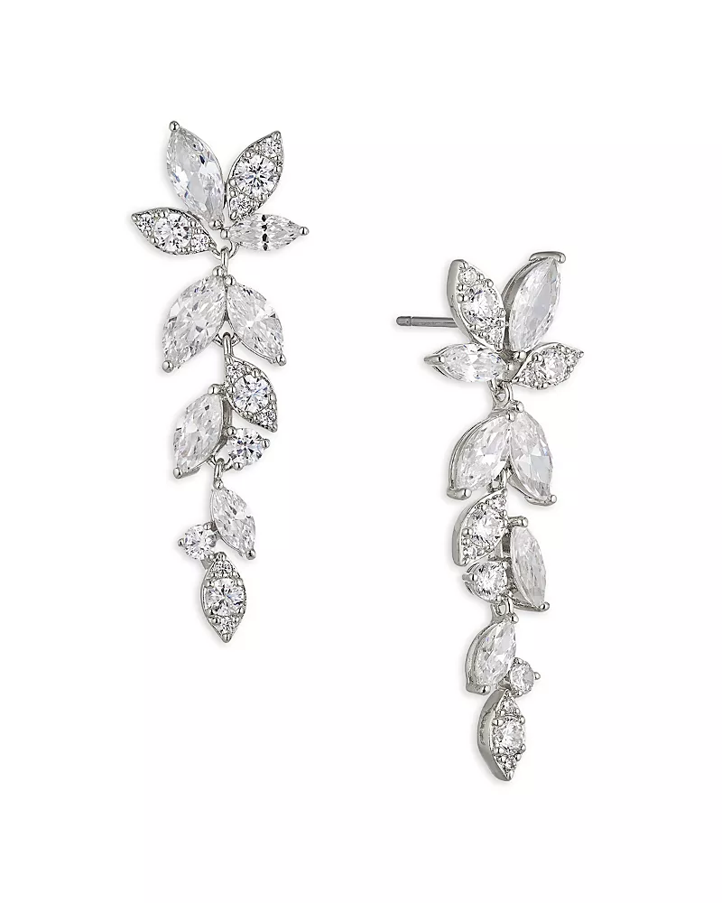 Nadri Wren Cubic Zirconia Cluster Linear Drop Earrings