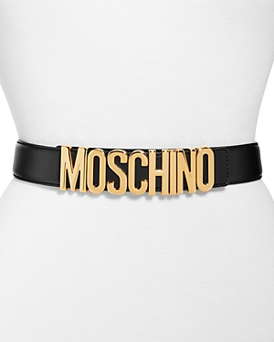 Moschino Women's Logo Buckle Leather Belt