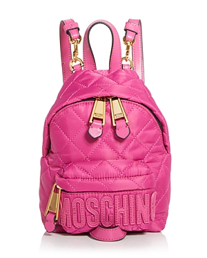 Moschino Quilted Nylon Backpack In Violet Multi