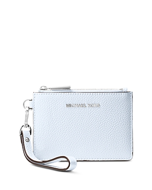 Michael Michael Kors Small Leather Wristlet In Soft Sky