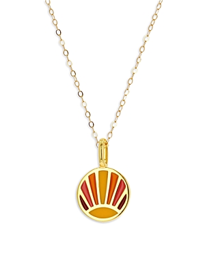 Rachel Reid 14k Yellow Gold Enamel Sunburst Pendant Necklace, 16-20 In Orange/gold