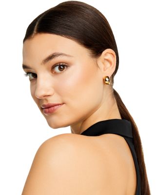 14K Yellow Gold Wide Band Polished Hoop Earrings 