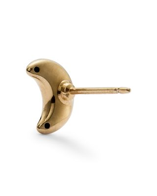 14K Yellow Gold Crescent Moon Stud Earrings 