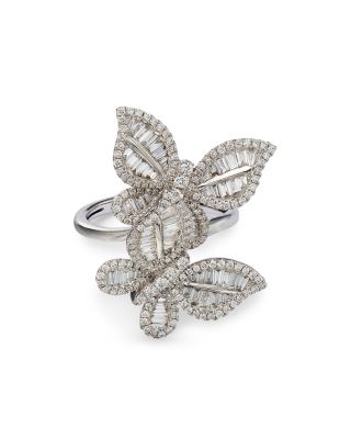 Diamond Butterfly Statement Ring in 14K White Gold, 1.40 tcw 