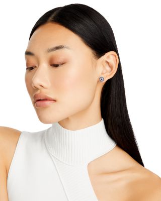 Diamond & Sapphire Evil Eye Earrings in 14K White Gold 