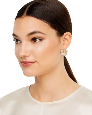 Yellow & White Diamond Flower Stud Earrings in 14K White & Yellow Gold, 4.4 tcw 