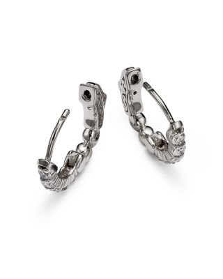 Diamond Huggie Hoop Earrings in 14K White Gold, 0.50 tcw 