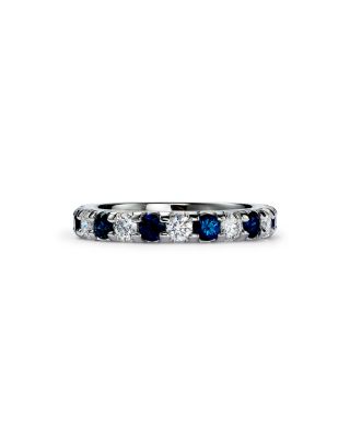 Sapphire & Diamond Eternity Band in 14K White Gold 