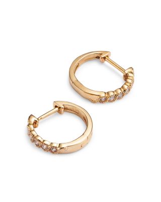 Diamond Milgrain Huggie Hoop Earrings in 14K Yellow Gold, 0.10 tcw 
