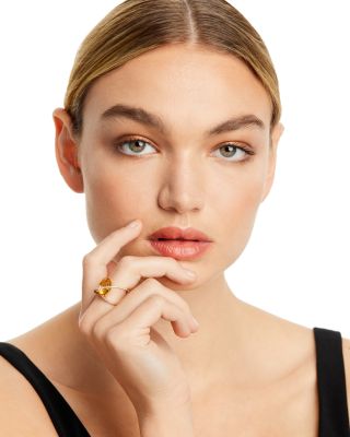 Citrine & Diamond Statement Ring in 14K Yellow Gold 