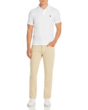 Polo Ralph Lauren Custom Slim Fit Mesh Polo In White/black Pony