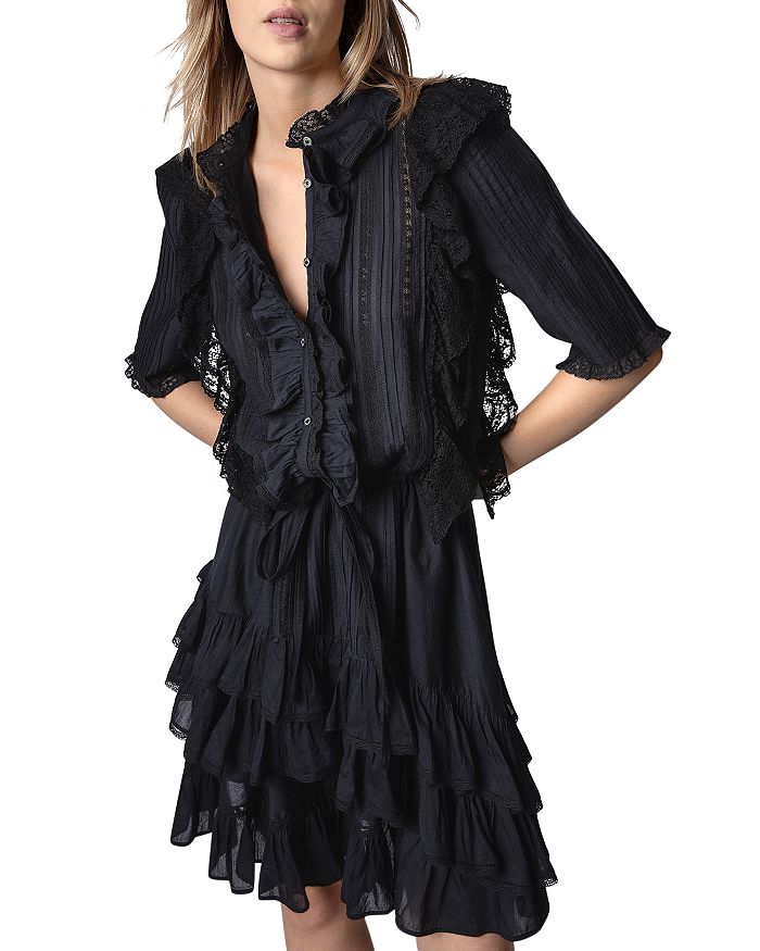 Zadig & Voltaire Ranky Ruffle Lace Trim Dress | Bloomingdale's