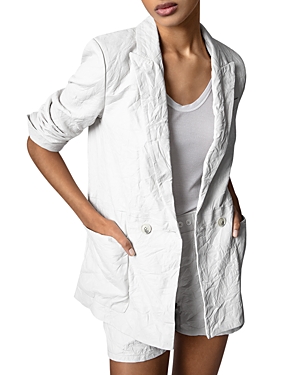 Zadig & Voltaire Visko Double-breasted Leather Jacket In Judo