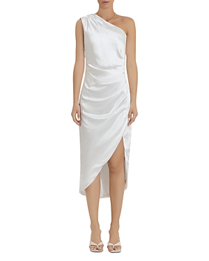Elliatt Cassini Satin One-shoulder Dress In Ivory