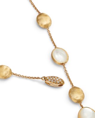 18K Yellow Gold Siviglia Mother Of Pearl & Diamond Lariat Necklace, 16.5-18.5" - 150th Anniversary Exclusive