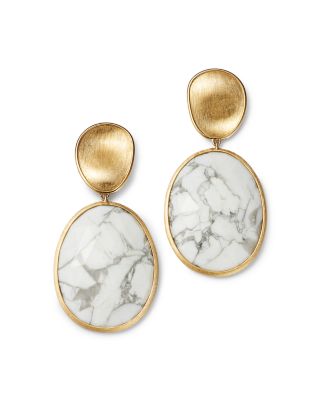 18K Yellow Gold Lunaria Howlite Drop Earrings - 150th Anniversary Exclusive
