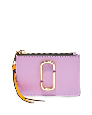 Small The Snapshot Zip Leather Card Case In Regal Orchid Multi/gold
