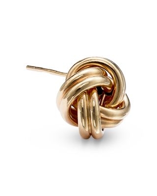 14K Yellow Gold Royal Chain Love Knot Stud Earrings 