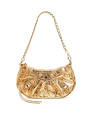 Balenciaga Le Cagole Mini Leather Shoulder Bag In Gold