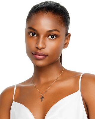 14K Yellow Gold Polished Cross Necklace, 18" 