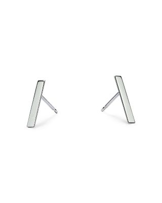 Bar Stud Earrings in 14K White Gold 