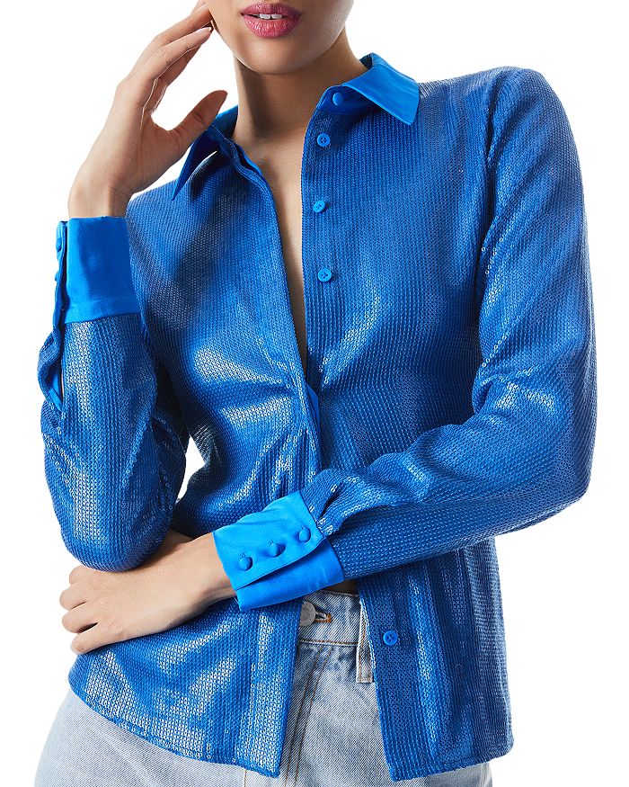 Alice olivia sequin top hot sale
