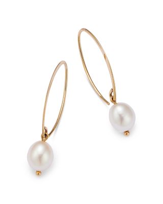 Simple Sweep Earrings with Cultured Freshwater Pearl Drops in 14K Yellow Gold, 8mm&nbsp;- Exclusive