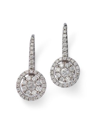 Diamond Double Halo Earrings in 14K White Gold, 0.75 tcw 