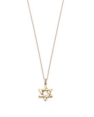 Star of David Pendant Necklace in 14K Yellow Gold, 18" 