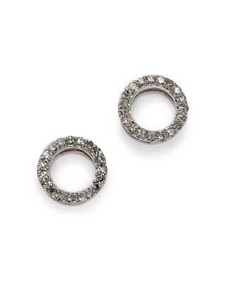 Diamond Circle Stud Earrings in 14K White Gold, .20 tcw&nbsp; 
