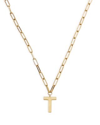 Initial Paperclip Link Pendant Necklace 