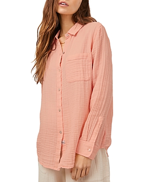 Rails Ellis Long Sleeve Gauze Shirt In Flamingo